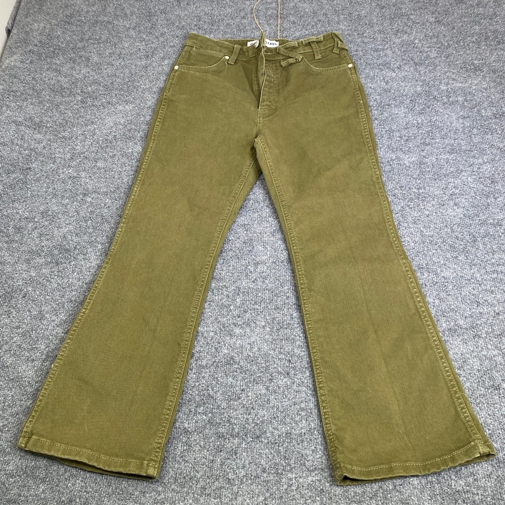 Wrangler x STAUD Women Olive Green High Rise Flare Jeans Size 28 112363604